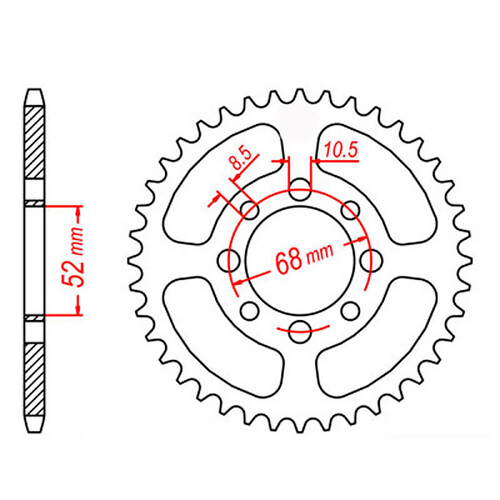 MTX 802 STEEL REAR SPROCKET 428 PITCH 46-TEETH - 11-464-46