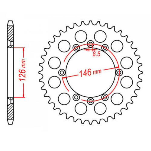 MTX 805 STEEL REAR SPROCKET 428 PITCH 50-TEETH - 11-01A-50
