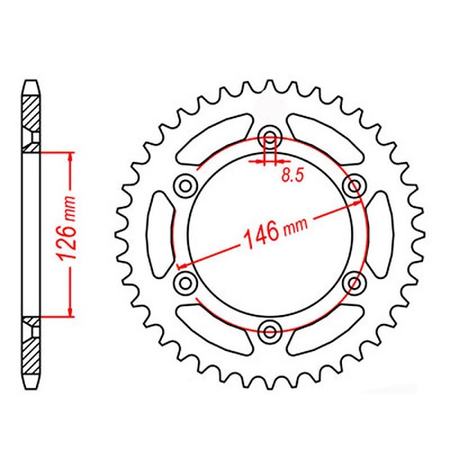 MTX 808 STEEL REAR SPROCKET 520 PITCH 52-TEETH - 11-402-52