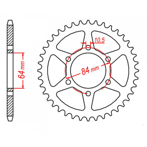 MTX 814 STEEL REAR SPROCKET 530 PITCH 45-TEETH - 11-440-45