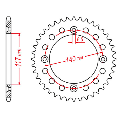 MTX 831 STEEL REAR SPROCKET 428 PITCH 46-TEETH - 11-39K-46