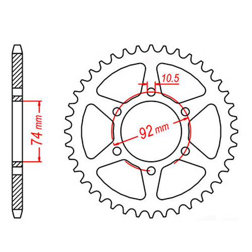 MTX 856 STEEL REAR SPROCKET 530 PITCH 45-TEETH - 11-4V8-45