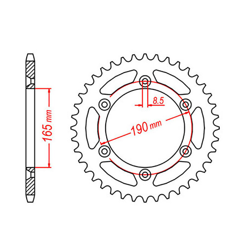MTX 896 STEEL REAR SPROCKET 520 PITCH 52-TEETH - 11-KM2-52