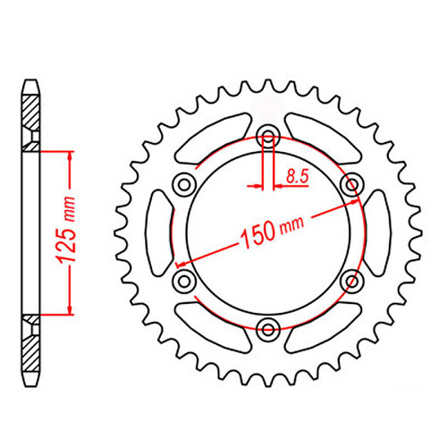 MTX 897 STEEL REAR SPROCKET 520 PITCH 38-TEETH - 11-KM1-38