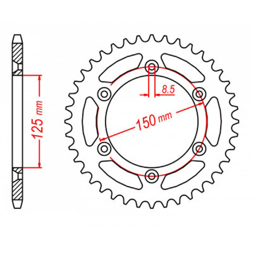 MTX 897 STEEL REAR SPROCKET 520 PITCH 44-TEETH - 11-KM1-44