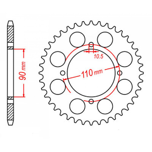 MTX 840 STEEL REAR SPROCKET 530 PITCH 37-TEETH - 11-12R-37