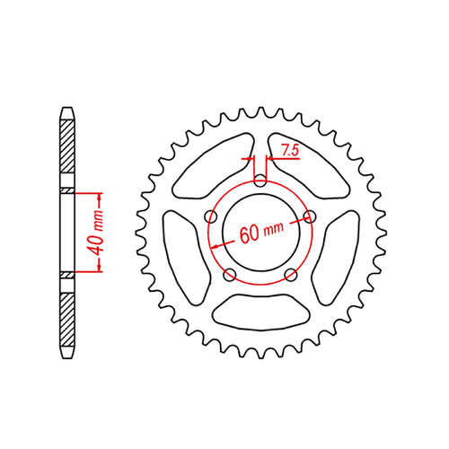 MTX KTM 50 HORNET LIGHTWEIGHT STEEL REAR SPROCKET 415 PITCH 40-TEETH - 11H-KM3-40