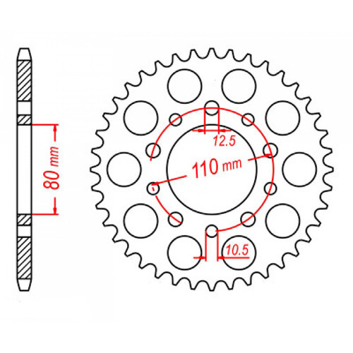 MTX 1334 STEEL REAR SPROCKET 525 PITCH 45-TEETH - 11-MC8-45