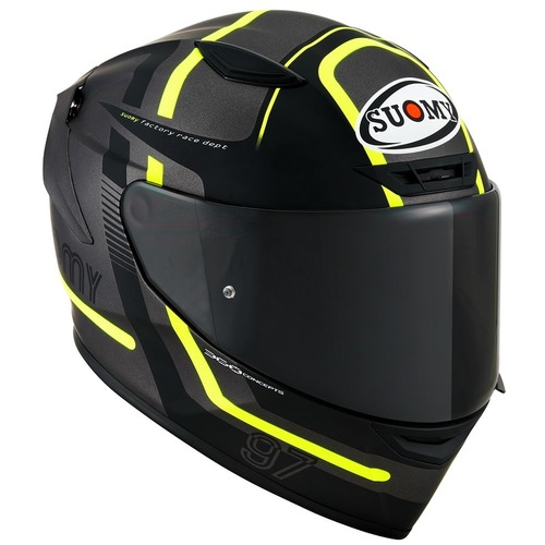 SUOMY TRACK-1 NINETY SEVEN HELMET GUNMETAL YELLOW XL