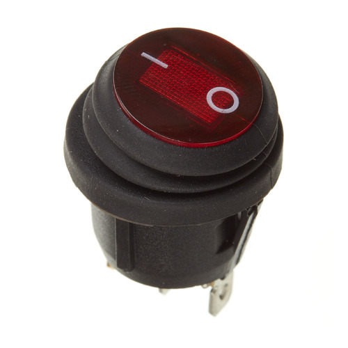 WHITES 12V ROCKER SWITCH ON-OFF WATERPROOF ROUND - RED