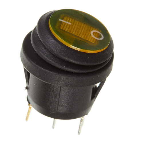 WHITES 12V ROCKER SWITCH ON-OFF WATERPROOF ROUND - YELLOW