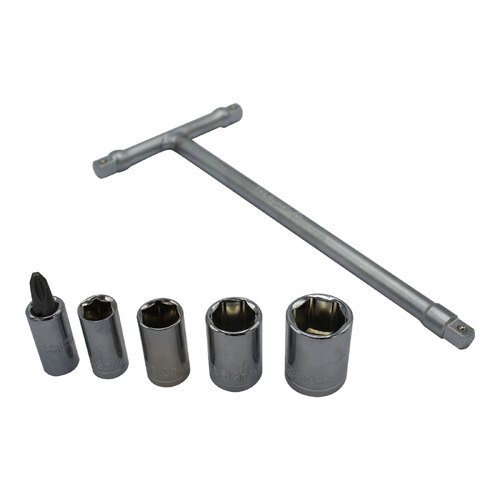 WHITES MINI T-HANDLE SOCKET SET 6/8/10/12/14mm + PHILLIPS#2