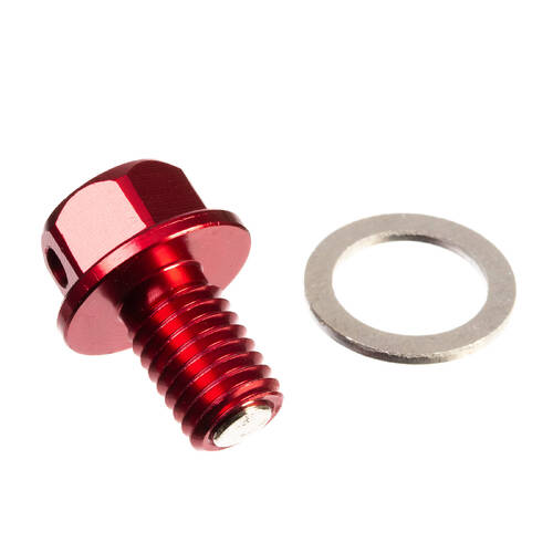 WHITES MAGNETIC SUMP PLUG M10 x 15 x 1.50 - RED