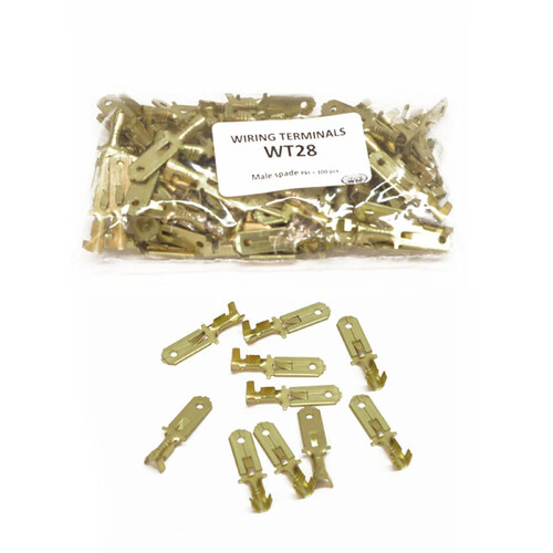 WHITES TERMINAL MALE SPADE (100 PACK)