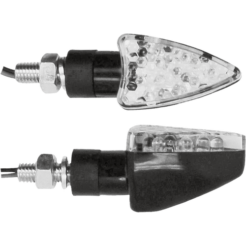 MOTORCYCLE SPECIALTIES MICRO ARROW HEAD LED INDICATORS CLEAR LENS BLACK (PAIR) - ZIU32LED